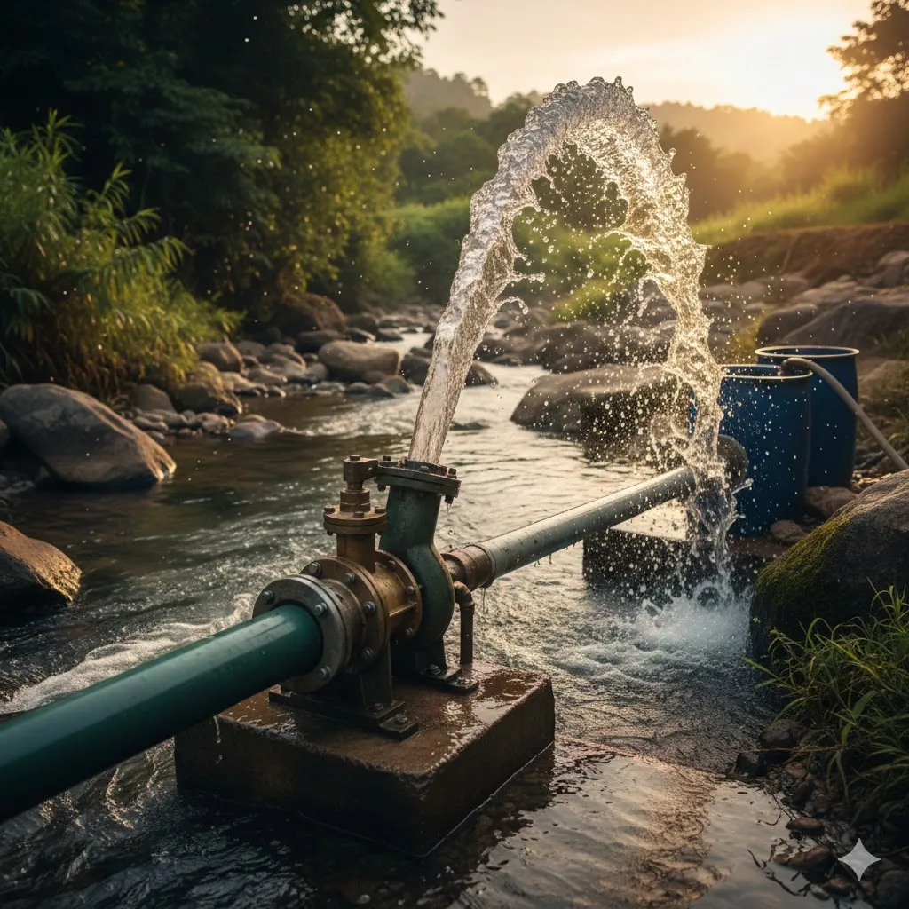 水撃ポンプ動作