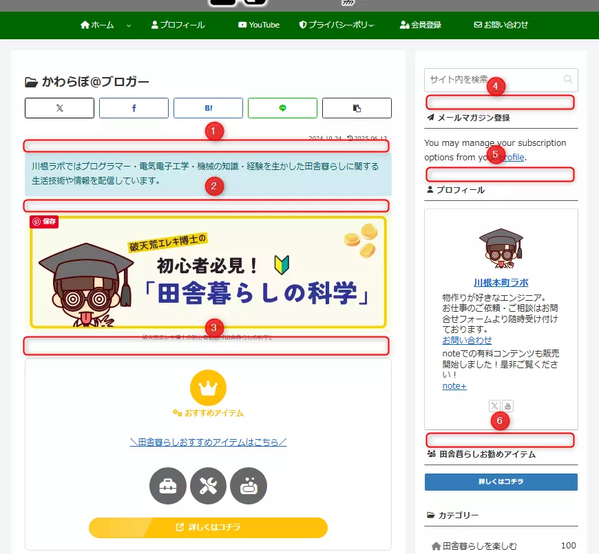 トップページの広告掲載箇所