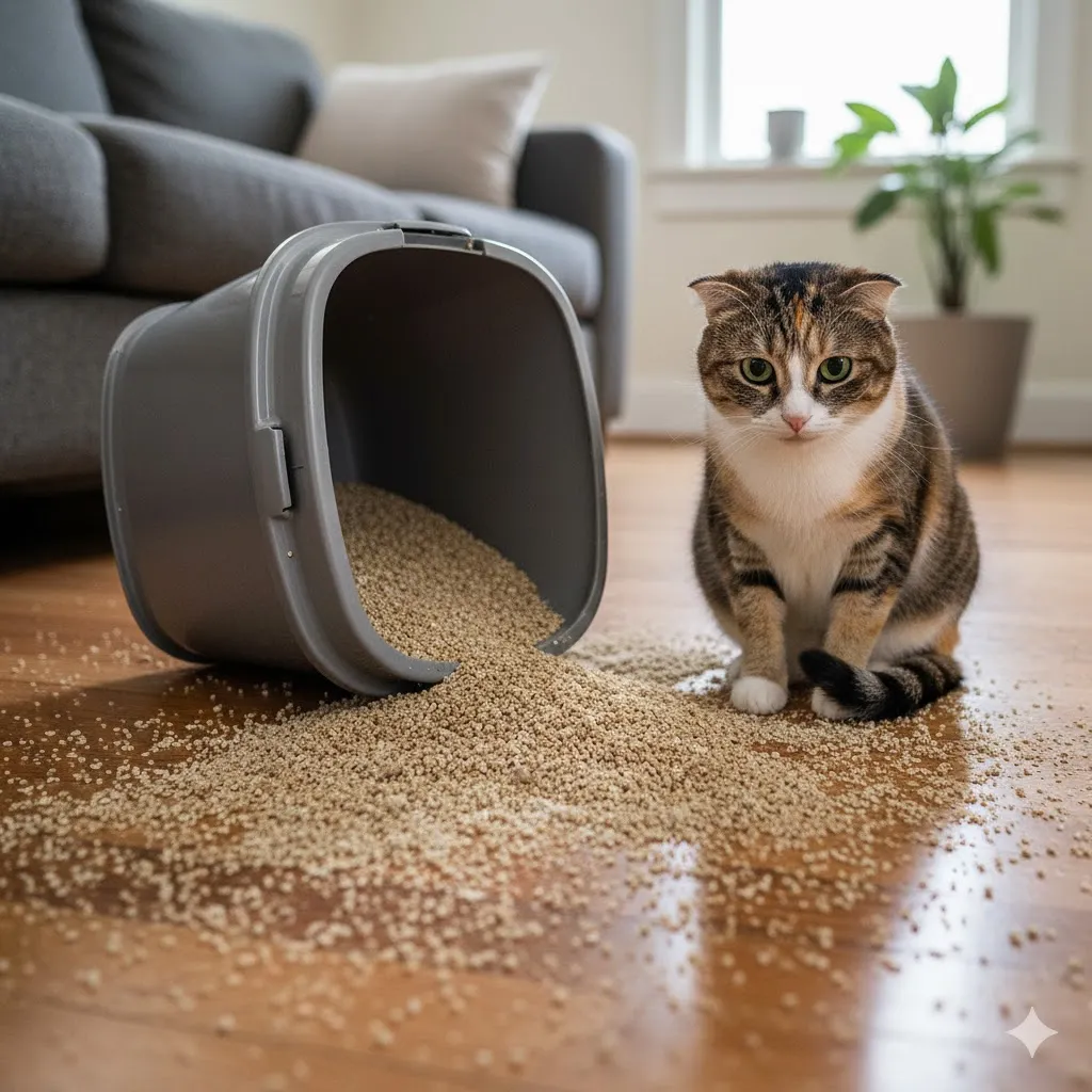 100均DIYの決定版！猫砂の飛び散り防止は500円で完全解決