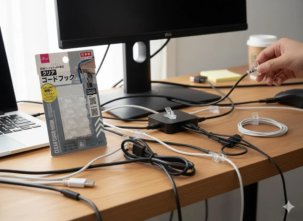 コードまとめるならセリア！100均売り場を解説＆壁用クリップ紹介